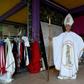 Mexican activist Julia Klug poses on August 8, 2019 in Mexico City wearing a pope-like outfit she wore to protest against the Catholic church