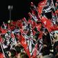 Canterbury Crusaders fans celebrate during a Super Rugby match at their home stadium in Christchurch