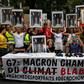 Demonstrators at the so-called "portrait march" were carrying official portraits of the 41-year-old French leader