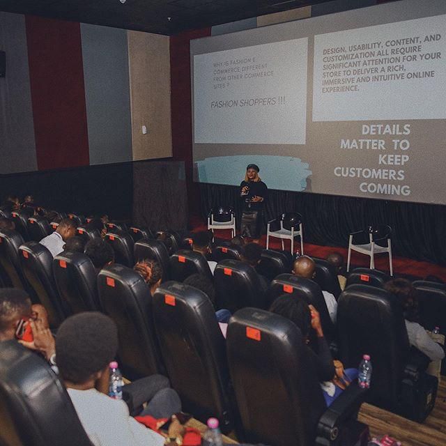 Chris Kata gives a talk on fashion during the Kumasi Fashion week