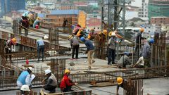 Tens of thousands of Cambodian day-labourers work on the mushrooming construction sites in Sihanoukville