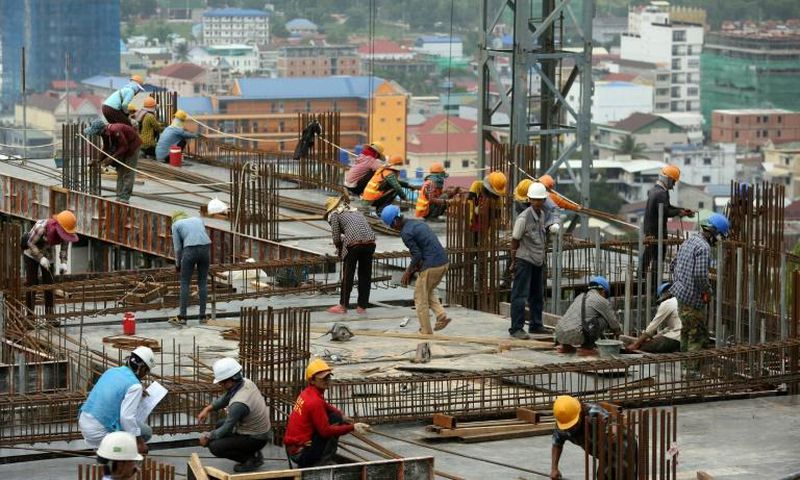 Tens of thousands of Cambodian day-labourers work on the mushrooming construction sites in Sihanoukville
