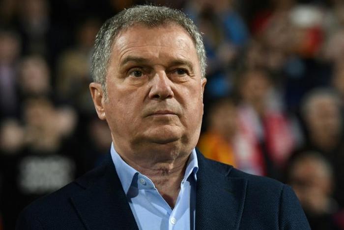 Montenegro's Serbian head coach Ljubisa Tumbakovic (pictured March 2019) and two Serb players on the squad were not listed in the line-up on UEFA's website or seen on the pitch