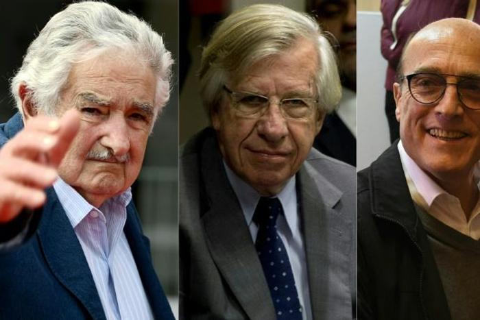 Former Uruguay president Jose Mujica (left), Finance Minister Danilo Astori (center) and Frente Amplio presidential candidate Daniel Martinez have all called Venezuela President Nicolas Maduro's regime a 'dictatorship'