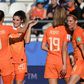 Vivianne Miedema, number 9, and Dominique Bloodworth, number 20, form part of a core of Arsenal players in the Netherland's team
