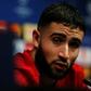 Dans cette photo d'archives, Nabil Fékir participe à une conférence de presse au Camp Nou, avant un match contre le FC Barcelone, le 12 mars 2019.