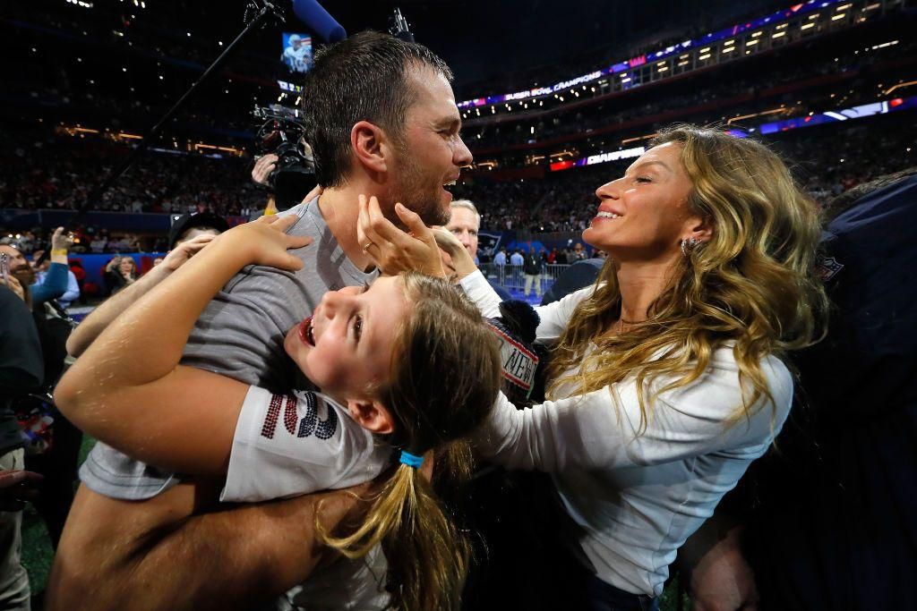 Brady, Gisele, and Vivian after Bradys most recent Super Bowl victory.