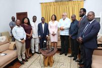 Former President Jerry John Rawlings  with EC boss Jean Mensa and EC staff