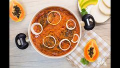Yummy pawpaw stew prepared in a non-stick stew