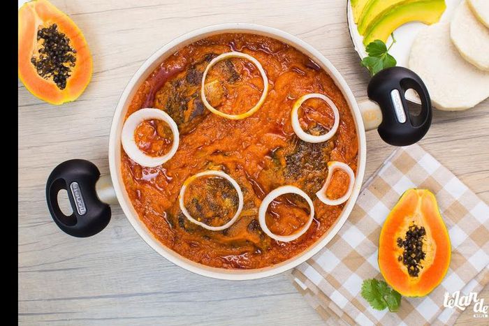 Yummy pawpaw stew prepared in a non-stick stew