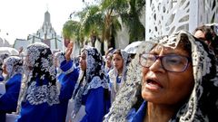 Followers of the Light of the World, a Mexican Pentecostal church whose controversial leader has been arrested, attend its annual gathering in Guadalajara on August 9