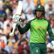 Valuable fifty - South Africa's Rassie van der Dussen acknowledges his half-century in a World Cup match against New Zealand