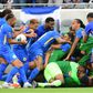 Curacao players celebrate after Jurien Gaari's injury time goal lifted them to a 1-1 draw against Jamaica in a CONCACAF Gold Cup Group C match