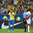 Brazil's Gabriel Jesus is distraught after seeing red in Brazil's 3-1 Copa America final victory over Peru