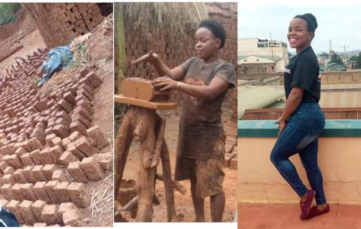 Pretty but deprived journalism student makes bricks to cater for her education