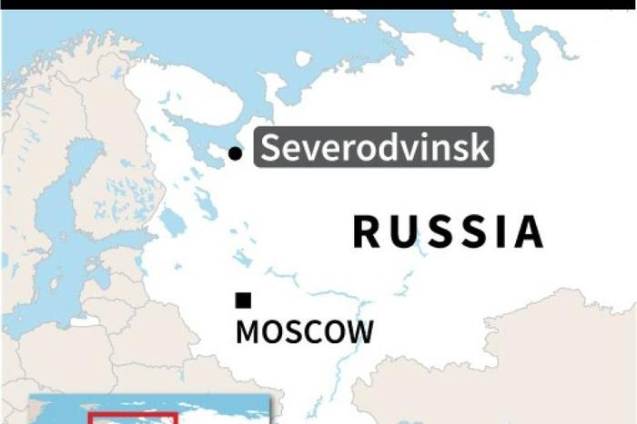 Map of Russia locating explosion in Severodvinsk.