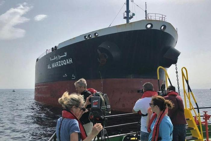 Saudi oil tanker Al-Marzoqah, one of the four tankers damaged in alleged "sabotage attacks" in the Gulf of Oman on May 12