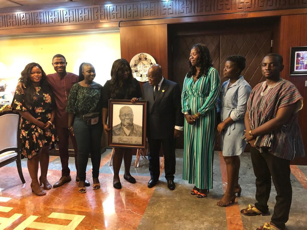 Artwork by Pimpin presents pencil drawing to Nana Addo