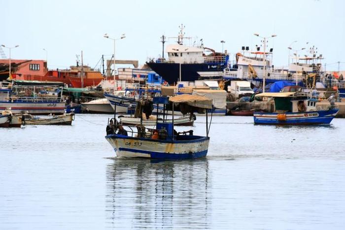 A fishing boat is pictured in the southern Tunisian port of Zarzis, where 75 migrants had been stranded for two weeks