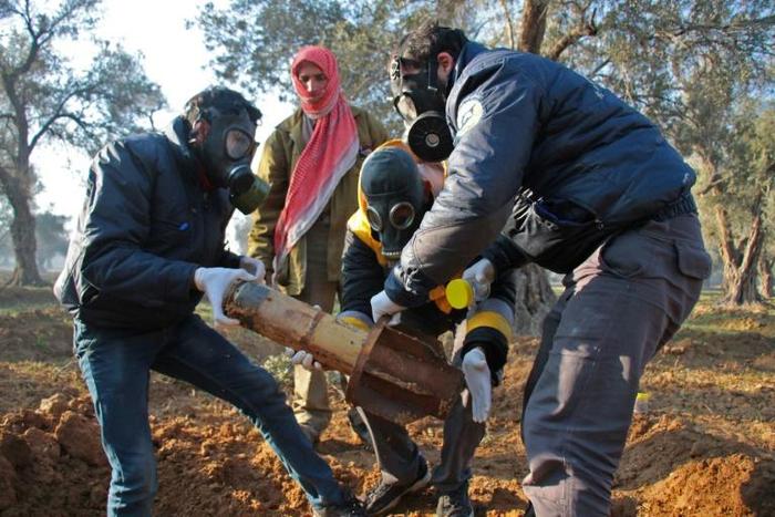 Rockets reportedly releasing chemical agents have been used multiple times in Syria's brutal conflict