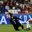 Stina Blackstenius beat Canada's Shelina Zadorsky and goalkeeper Stephanie Labbe to score