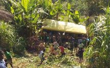 Bus tumbles down in Amedzofe