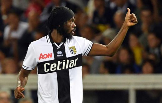 Ivory Coast star Gervinho signals his goal for Parma against Juventus in Serie A last season