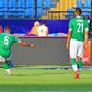 Madagascar's midfielder Marco Ilaimaharitra (L) kicks to score a goal during the 2019 Africa Cup of Nations (CAN) football match between Madagascar and Burundi at the Alexandria Stadium on June 27, 2019.