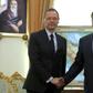 Rear-Admiral Ali Shamkhani (R), the secretary of Iran's Supreme National Security Council, met with Emmanuel Bonne, diplomatic advisor to the French president, in the Iranian capital Tehran on Wednesday