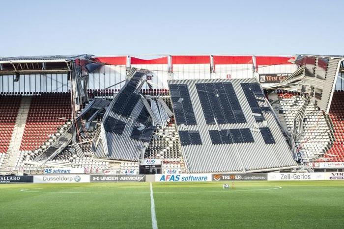 A view of a section of the collapsed stand at AZ Alkmaar's AFAS Stadium