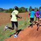 Marathon runners training along the back roads around Iten but 36 Kenyan athletes are currently suspended for doping