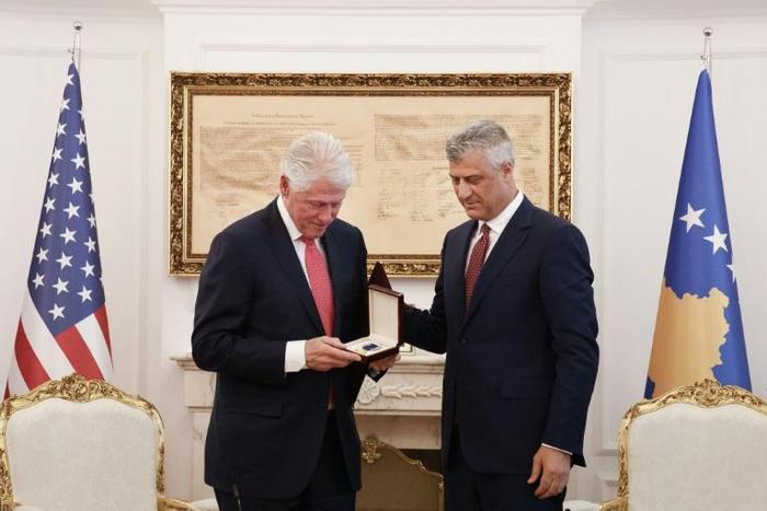Former US president Bill Clinton received the medal for supporting Kosovo when it fought to break away from Serbia 20 years ago