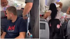Angry woman beats up insatiable boyfriend on a plane for "looking at other" pretty "ladies" (video)