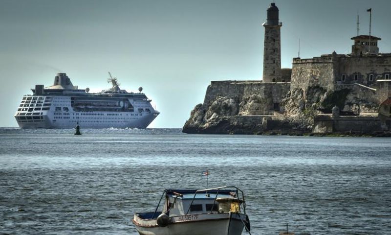 The "Empress of the Seas", a Bahamas-flagged vessel owned by the US Royal Caribbean, sailing out of Havana's harbor as US travel restrictions go into effect