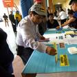 A man casts his vote at a polling station in Guatemala City