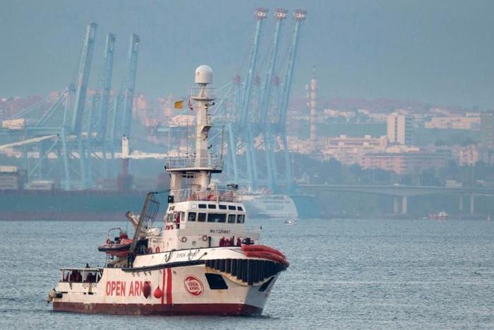 The ship of Spanish NGO Proactiva Open Arms, pictured in 2018, is currently sailing off the coast of Italy's southern Lampedusa island
