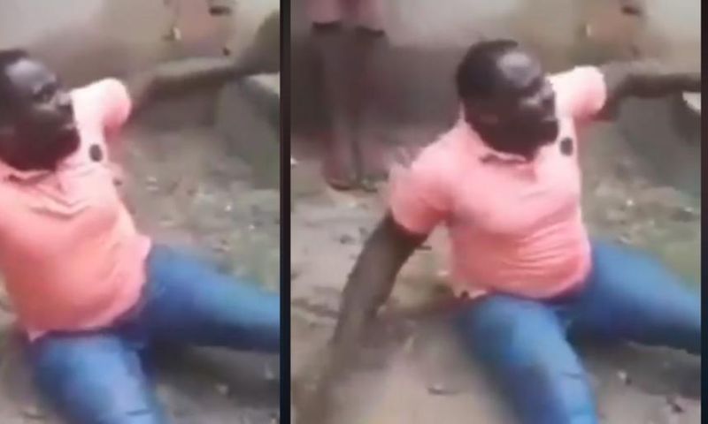 Angry residents flog the libido out of a macho man who was caught trying to rape his brother’s wife (video)
