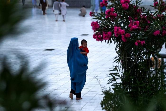 This file photo shows a burqa-clad woman, a garment which is now banned in public places in the Netherlands