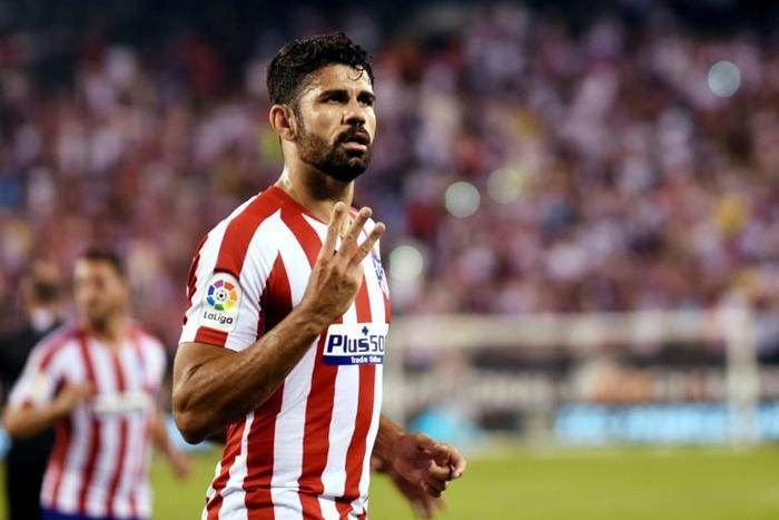 Atletico Madrid's Diego Costa celebrates after scoring his third goal in a 7-3 rout of Real Madrid in a pre-season friendly at MetLife Stadium