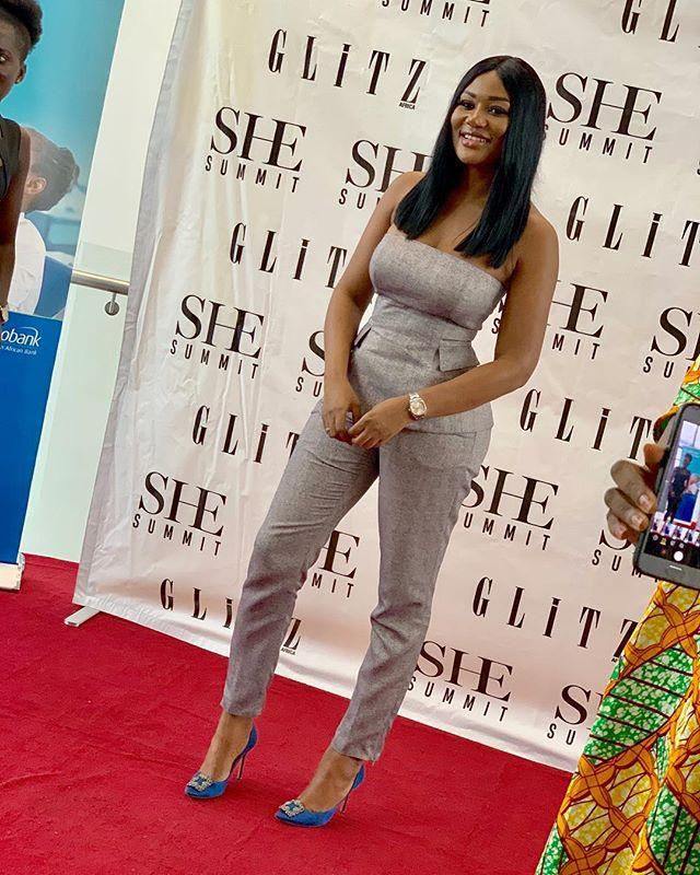 Sandra Ankobiah slay in off-shoulder jumpsuit