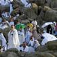 Muslim pilgrims pray for their sins at Mount Arafat, a rocky hill southeast of Mecca also known as Mount of Mercy, in a ritual that is regarded as the high point of the annual hajj