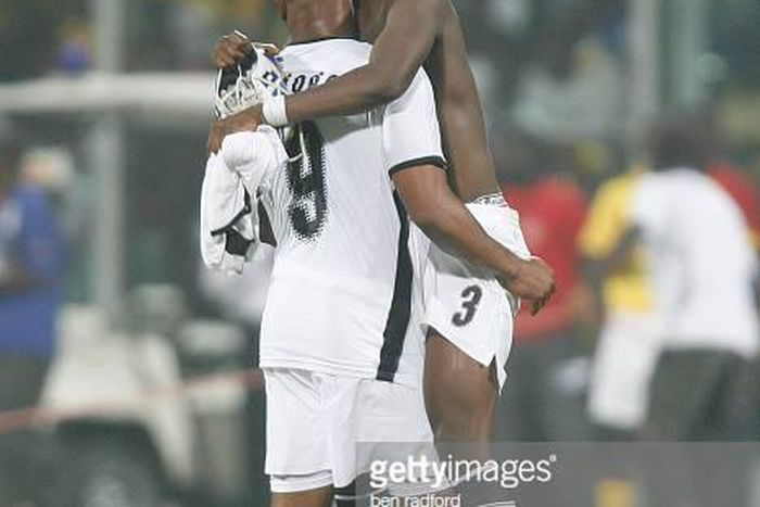 Gyan and Agogo celebrate