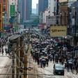 Protesters spilled into the streets of Yuen Long on Sunday afternoon
