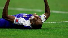 Haiti's midfielder Wilde-Donald Guerrier celebrates after scoring the winning goal during the Gold Cup quarterfinal between Haiti and Canada
