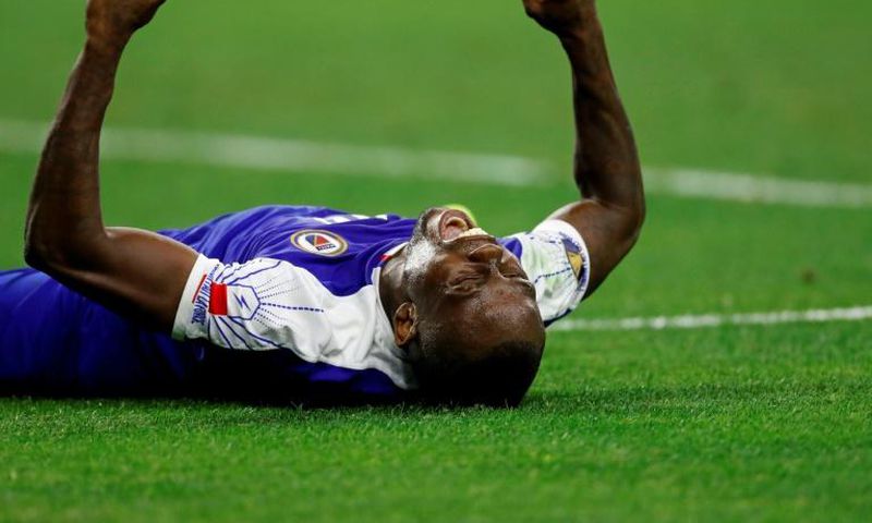 Haiti's midfielder Wilde-Donald Guerrier celebrates after scoring the winning goal during the Gold Cup quarterfinal between Haiti and Canada