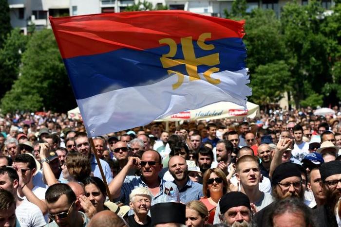 Thousands protested against the draft law which would see all religious facilities owned by Montenegro before 1918, when it ost its independence, become state property