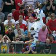 Air Jordan: Jordan Ayew celebrates his shock opening goal for Crystal Palace at Manchester United