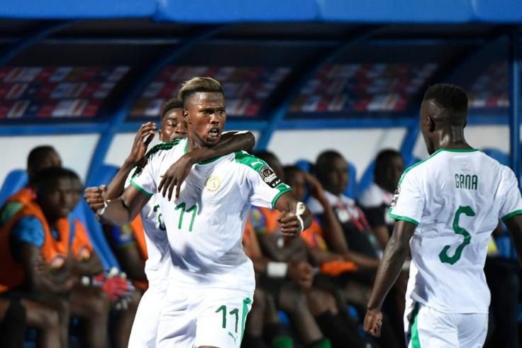 Senegal's forward Keita Balde (C) celebrates his goal during the 2019 Africa Cup of Nations (CAN) football match between Senegal and Tanzania at the 30 June Stadium in Cairo on June 23, 2019.