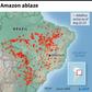 Map locating wildfires in the Amazon as of Aug 22-23