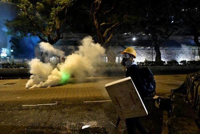 One of Hong Kong's busiest tourists districts was filled with tear gas